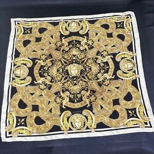 Versace Black and Gold Barocco Scarf